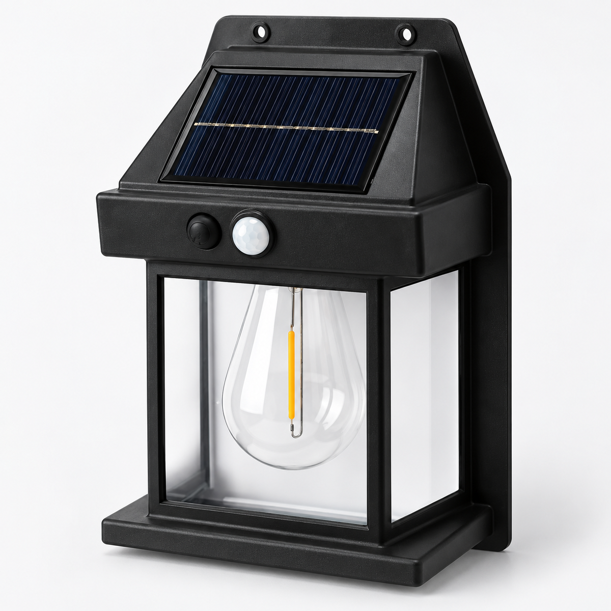 Solar wall lantern side angle view