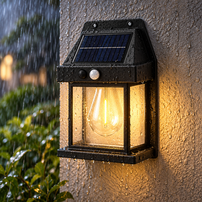 Black lantern outdoor rain scene illustration