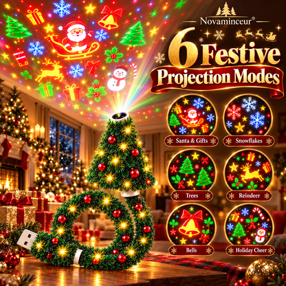 Christmas projector illuminating ceiling with colourful seasonal patterns