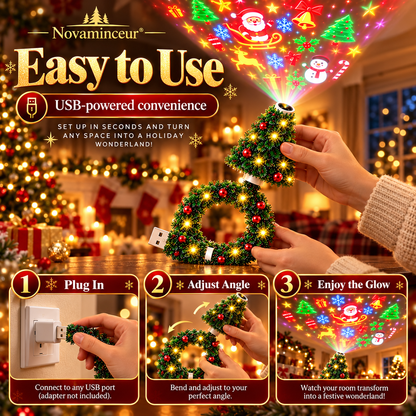 USB Christmas projector setup and flexible positioning instructions
