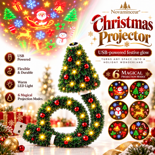 Novaminceur Christmas USB projector illuminated tree-shaped light with colourful holiday projections