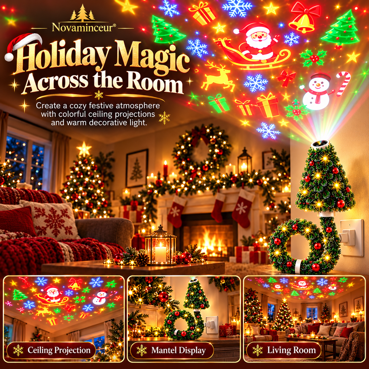 Six festive projection design themes for Christmas projector